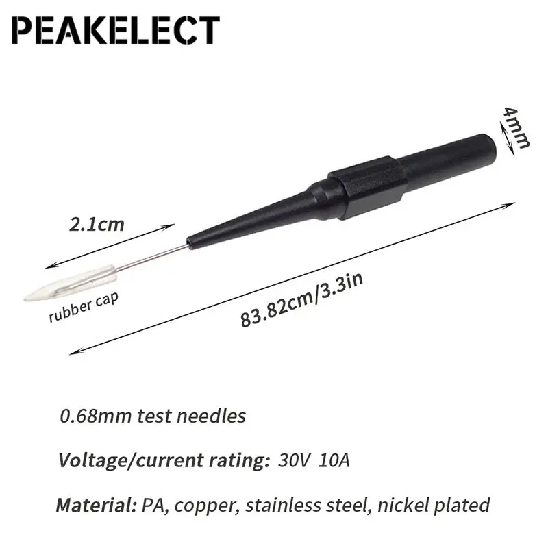 Peakelect-Kit de plomo de prueba de osciloscopio Universal P1068B, gancho de prueba de enchufe Banana BNC a 2mm, sonda de perforación, pinza de cocodrilo, enchufe de pala