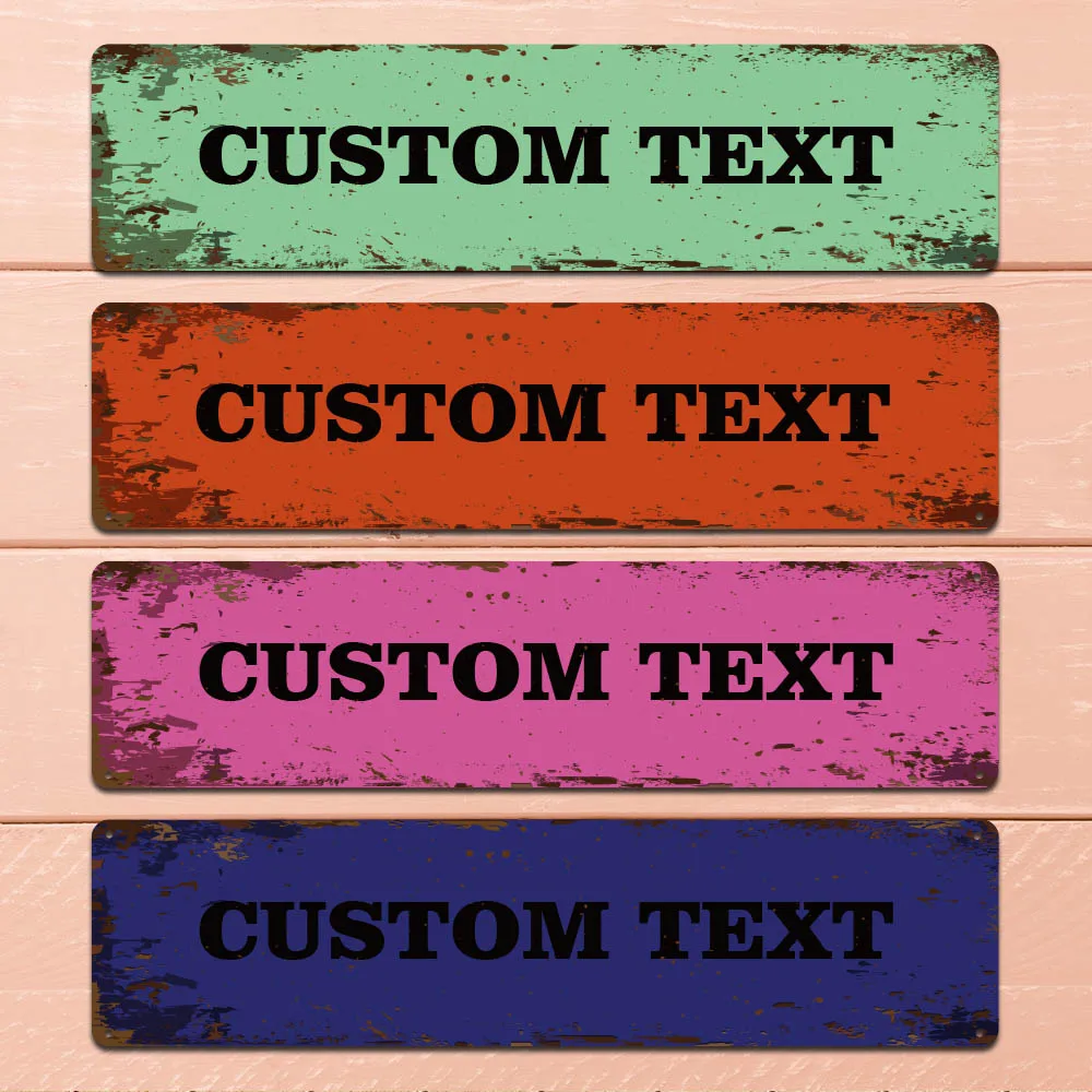 

1pc beauty orange/softpink/blue/green 4 styles Personalized Text Iron Wall Signs Tin Wall Plaque For Home Living Room Bedroom