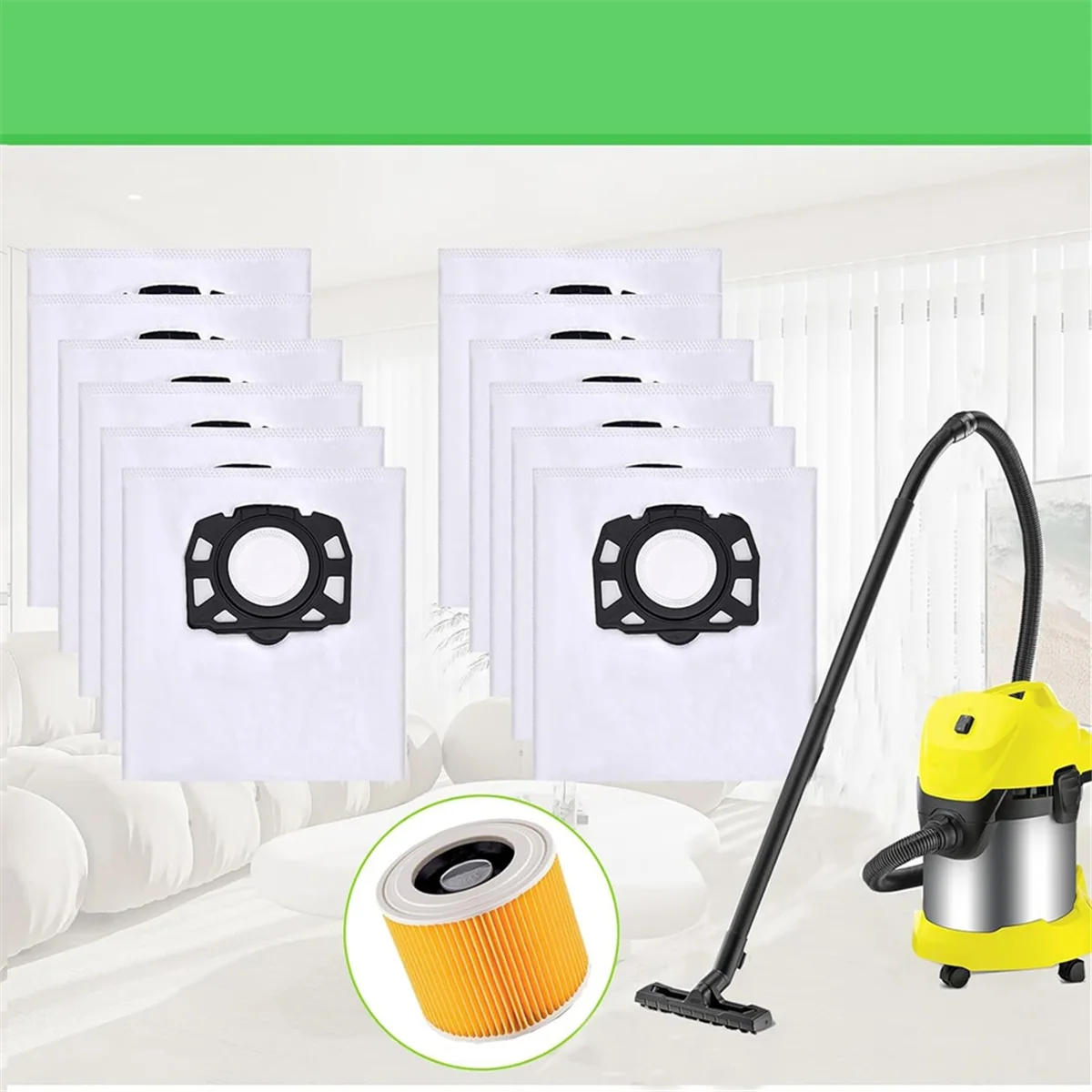 Мешки для пылесоса ABKR, фильтр для Karcher KFI 357, WD2 Plus, WD3, KWD 1-3, запасные части для пылесоса 2.863-314.0