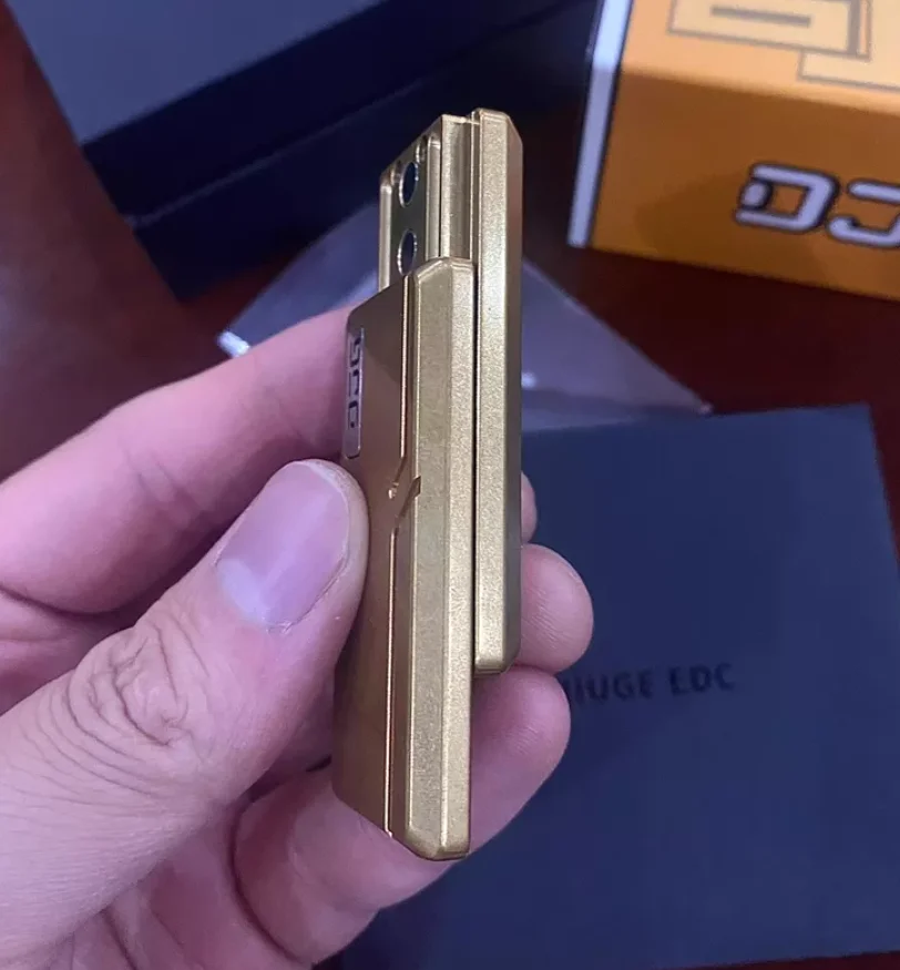 Used EDC Big Brother DJG Copper Dynamic Shark Edition tuning fork push card fidget slider decompression toy