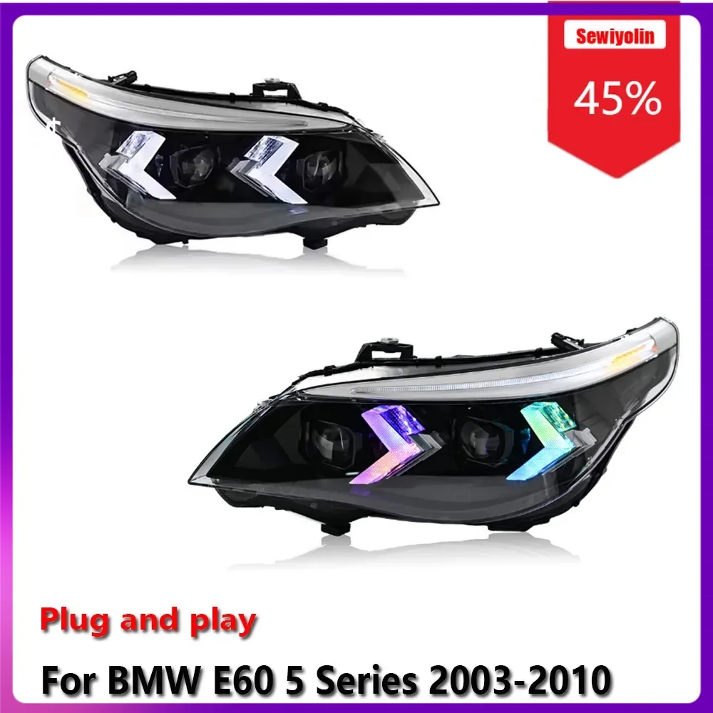 

Sewiyolin Car RGB LED Tail Light Assemblies For BMW E60 5 Series 2003-2010 Auto Fog DRL Brake Turn Signal Lamp Plug and Play