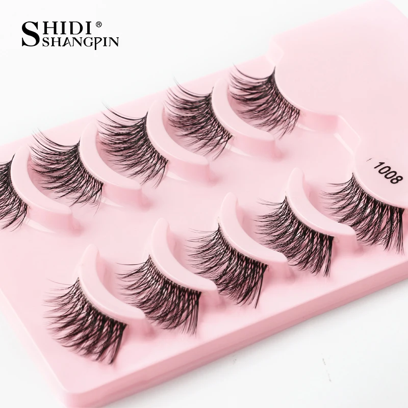 SHIDISHANGPIN 3/5 Paar halbe Wimpern, transparenter Stiel, unsichtbares Band, künstliche Nerzwimpern, wiederverwendbar, falsche Wimpern, natürlich, flauschig – Detail 22