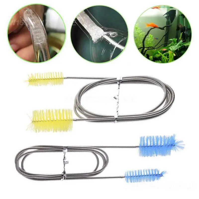 Air Tube Durable Stainless Steel Convenient Stainless Steel Fish Tank Cleaner With Double Head Brush Water Hose Stainless Steel