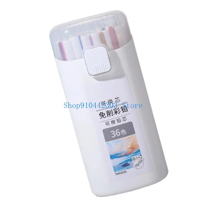 L4MD قلم رصاص ملون قابل لإعادة الملء بدون شحذ مللي متر قلم رصاص ملون قابل للسحب للأطفال مشروع تلوين الرسم