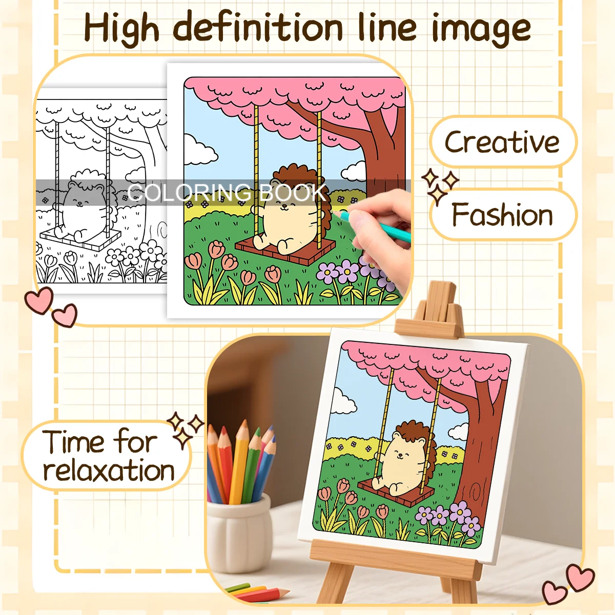 FURRY BLOSSOMS Coloring Book for Adults Cute Comfy Daily Activities for Educational DIY Relaxation Children Drawing Books