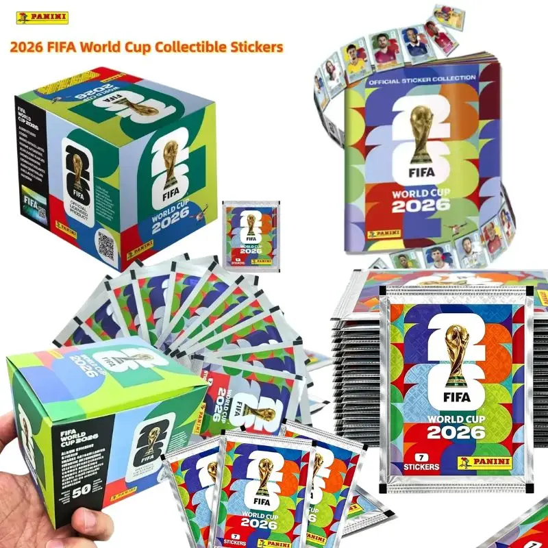 Super Popular 50 Packs Panini Football Sports Collectible Stickers Box 2026 International Match Trading Stickers Fan Collection.