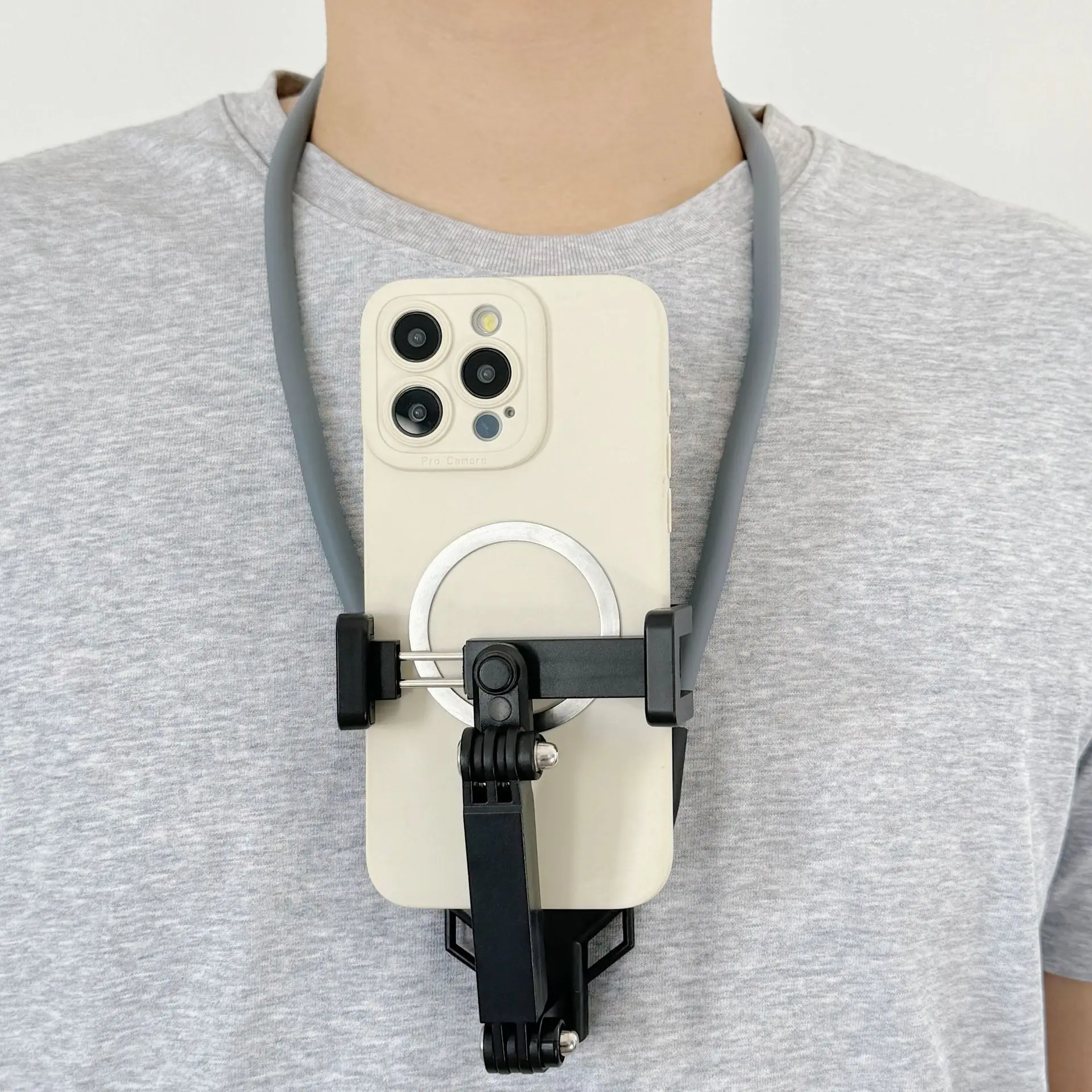 

1Pc Hands-Free Neck Stand Phone Stand | Rotatable Smartphone Camera with Motorcycle, Car, Bicycle-Adjustable Ergonomic Design Video Recording, Live Broadcast, Hands-Free Recording