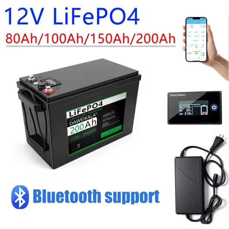 

Аккумуляторные батареи LiFePO4 12В 24В 80Ач 100Ач 150Ач 200Ач с Bluetooth для автодомов, кемперов, внедорожников, автономных солнечных систем 12.8В
