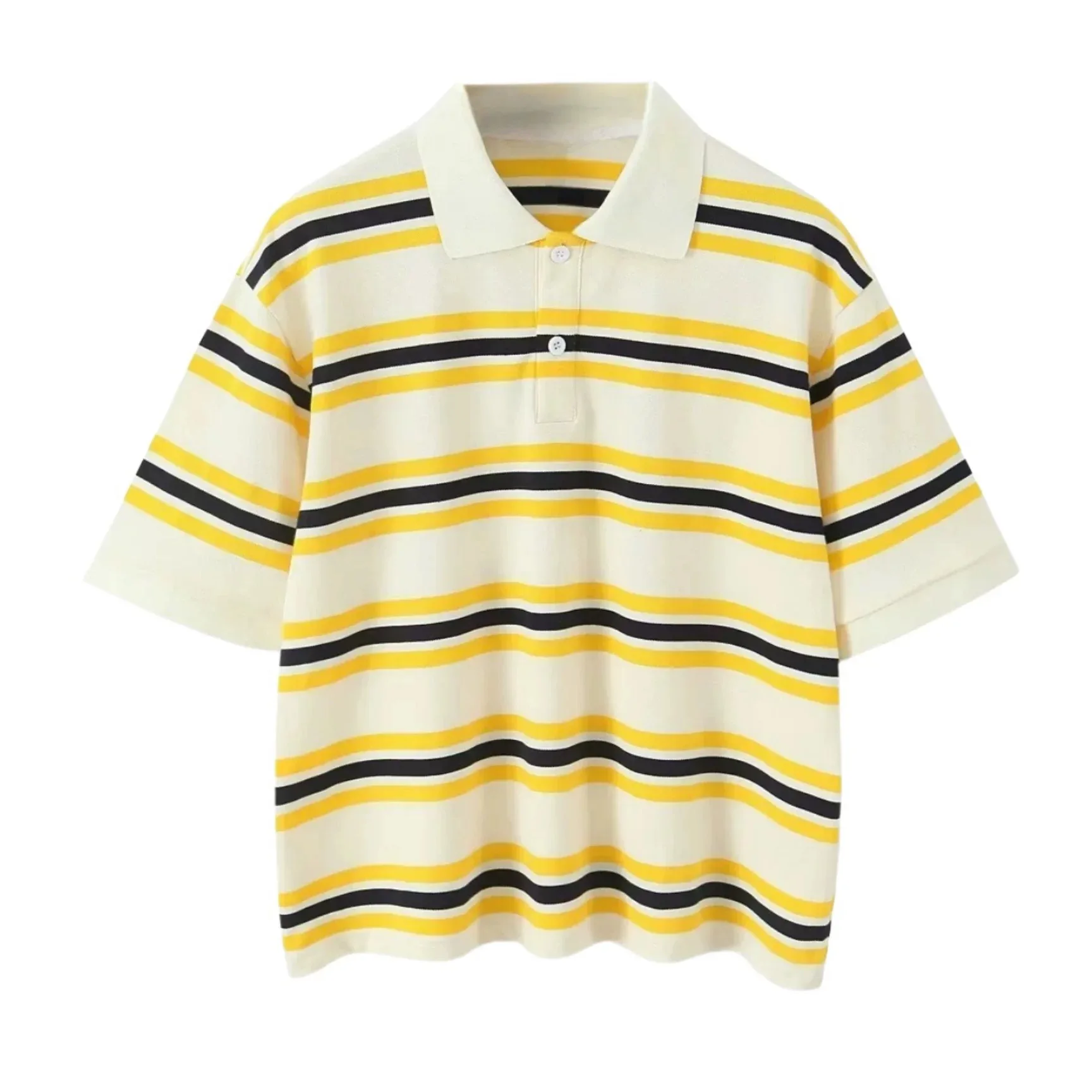 

ZBZR Spring New Women's American Retro Striped irt Collar ort Sve T-irt Top Color Blo Horizontal Stripes