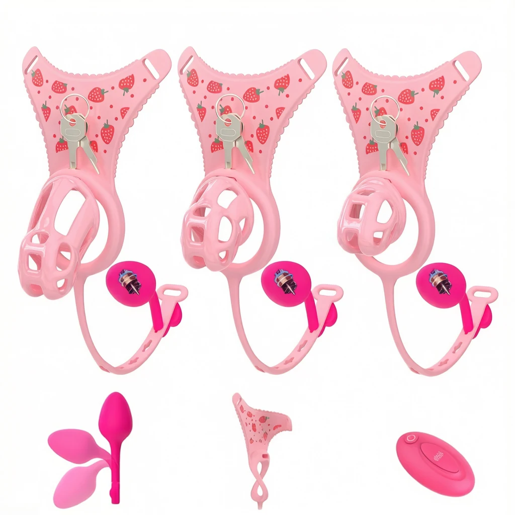 2026 New Sexy Leopard Print Triangle Thong Chastity Pants Sissy Cock Cage with Adjustable Belt and Anal Plug Sex Toy for Men Gay