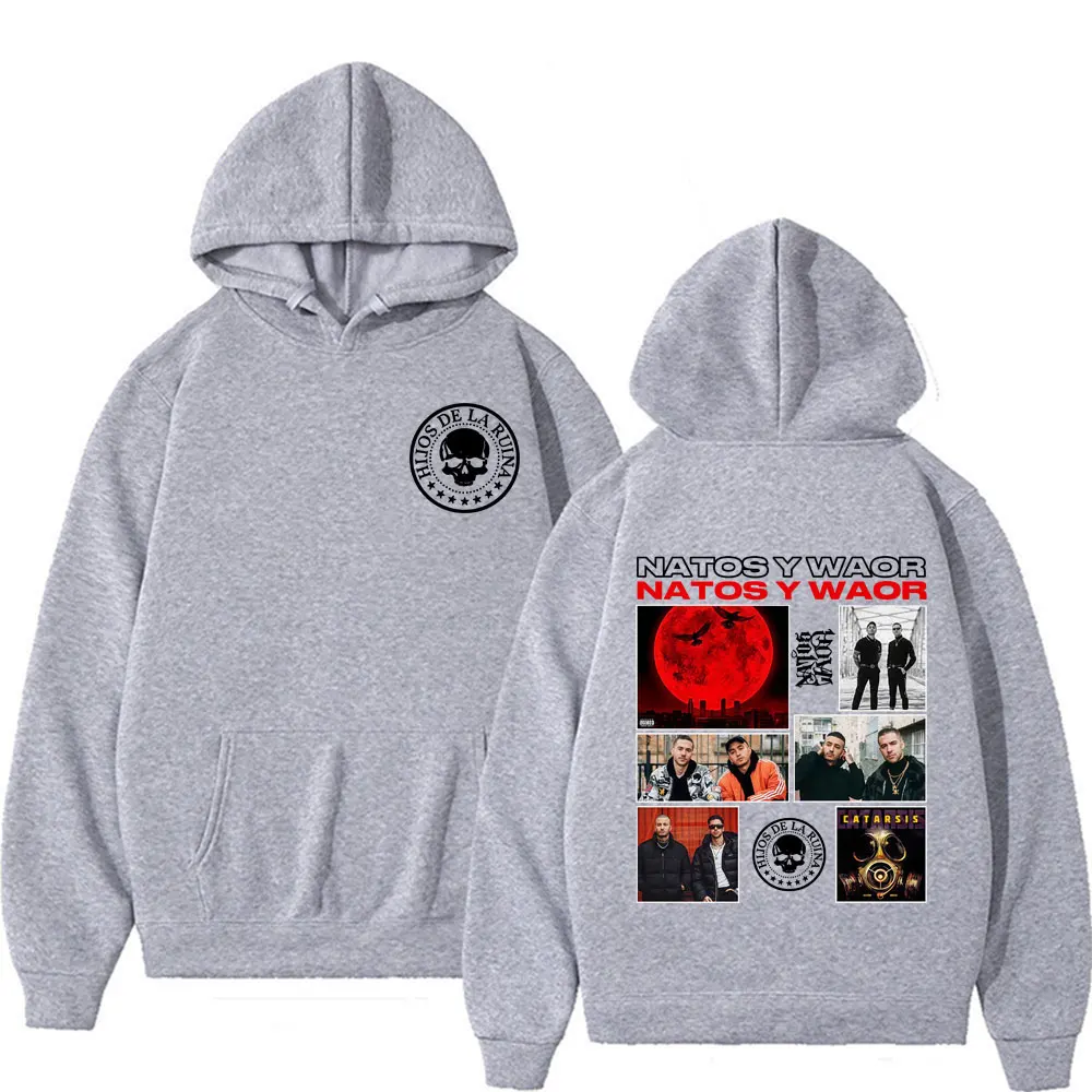 Cantante de Rap NATOS WAOR Catarsis álbum patrón 2025 Otoño Invierno Retro Hip-hop Casual Sudadera con capucha de algodón puro para hombres y mujeres