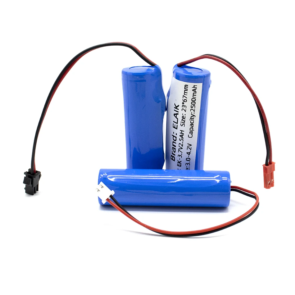 Rechargeable Lithium Battery for Fishing LED Light Bluetooth Speaker DIY Emergency PH2.0-2P 4.2V 2500mAh 3.7V 18 Pack