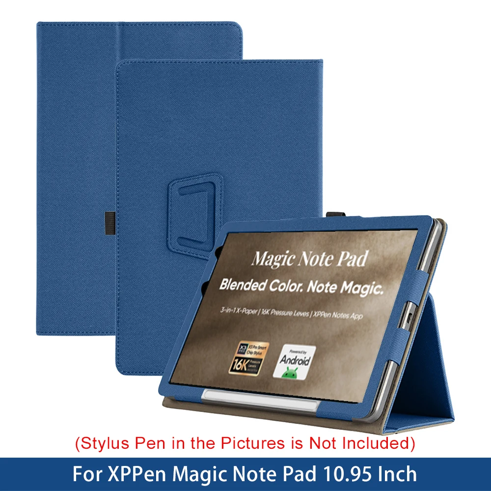 Capa com suporte duplo para XPPen Magic Note Pad 10.95 polegadas, capa de couro PU para tablet PC com alça de mão e cobertura total.