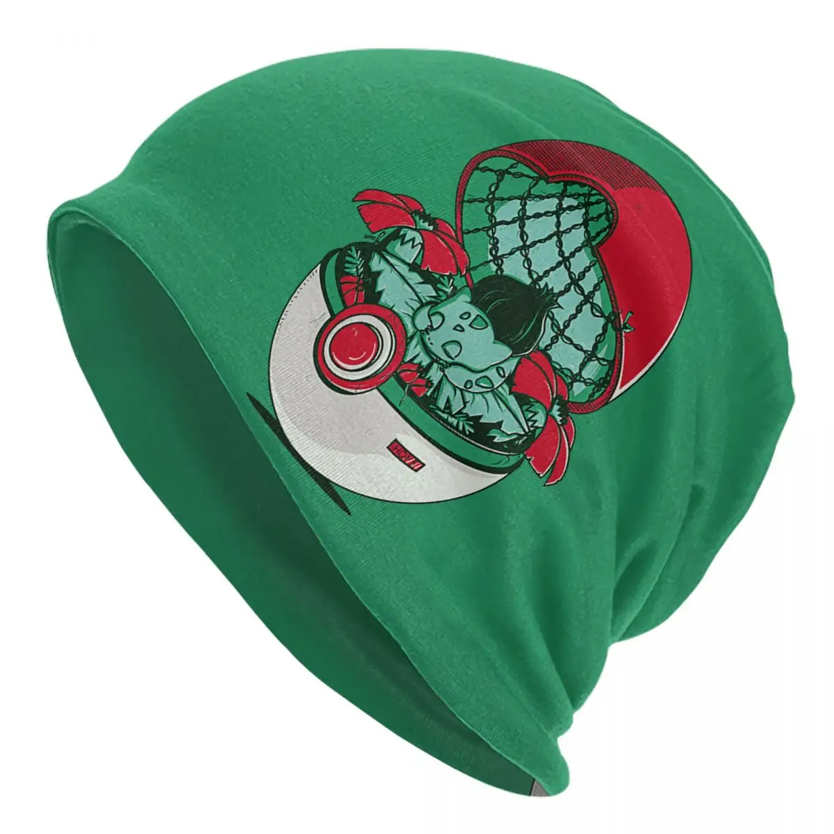 Bulbasaur Pokemon Beanie für Männer und Frauen, stilvolle Totenkopf-Mütze, Strickmütze