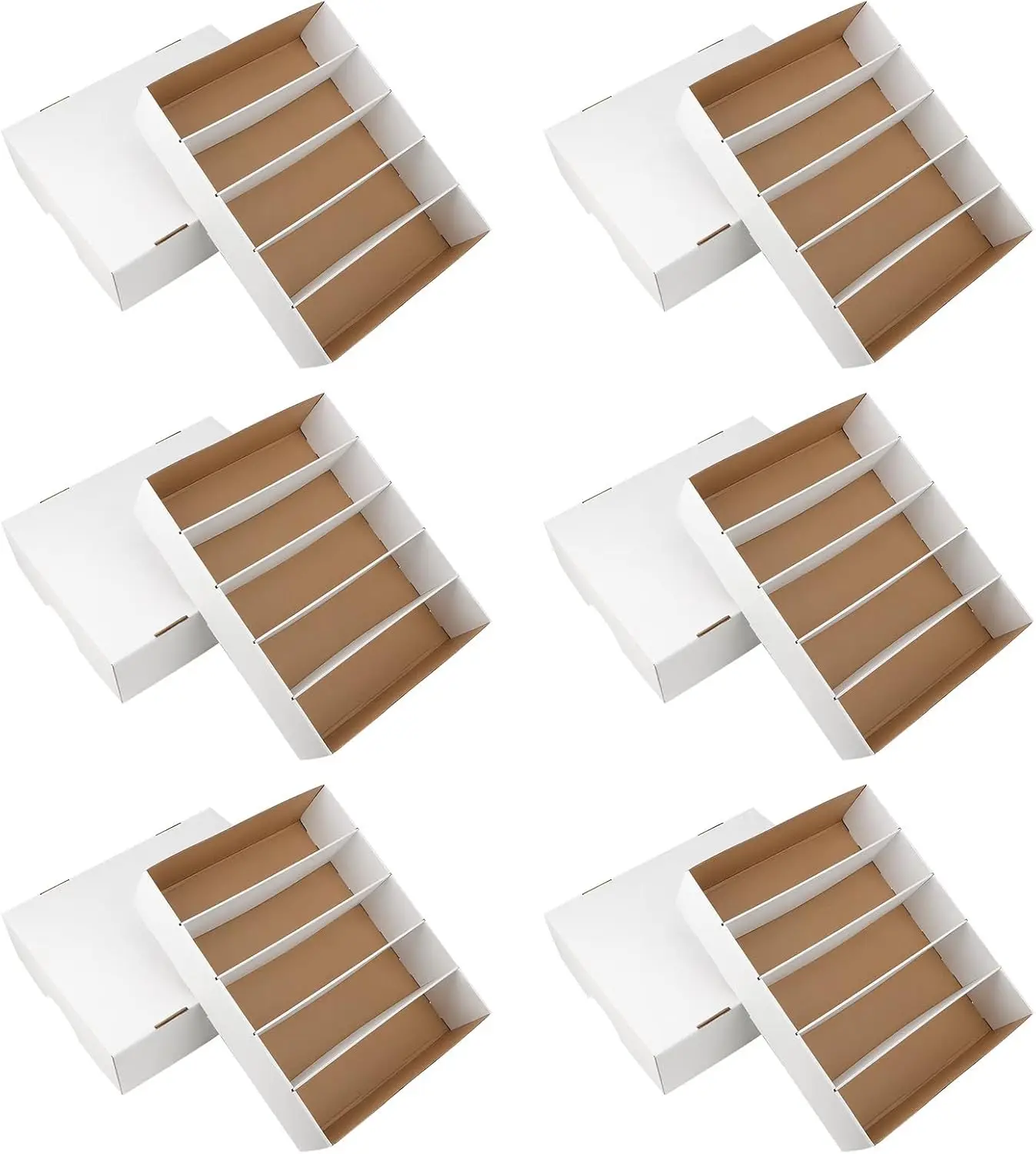 6-Pack 3700-Count White Card Storage Box with Sorting Tray for Sports and Trading Cards