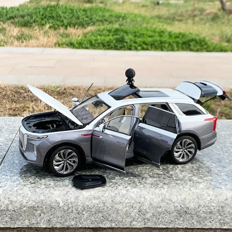 1: 18 FAW CA SUV Liga Simulação Carro HONGQI E-HS9 Modelo Decoração de Mesa Decoração de Carro Adulto Presente Coleção Exibição