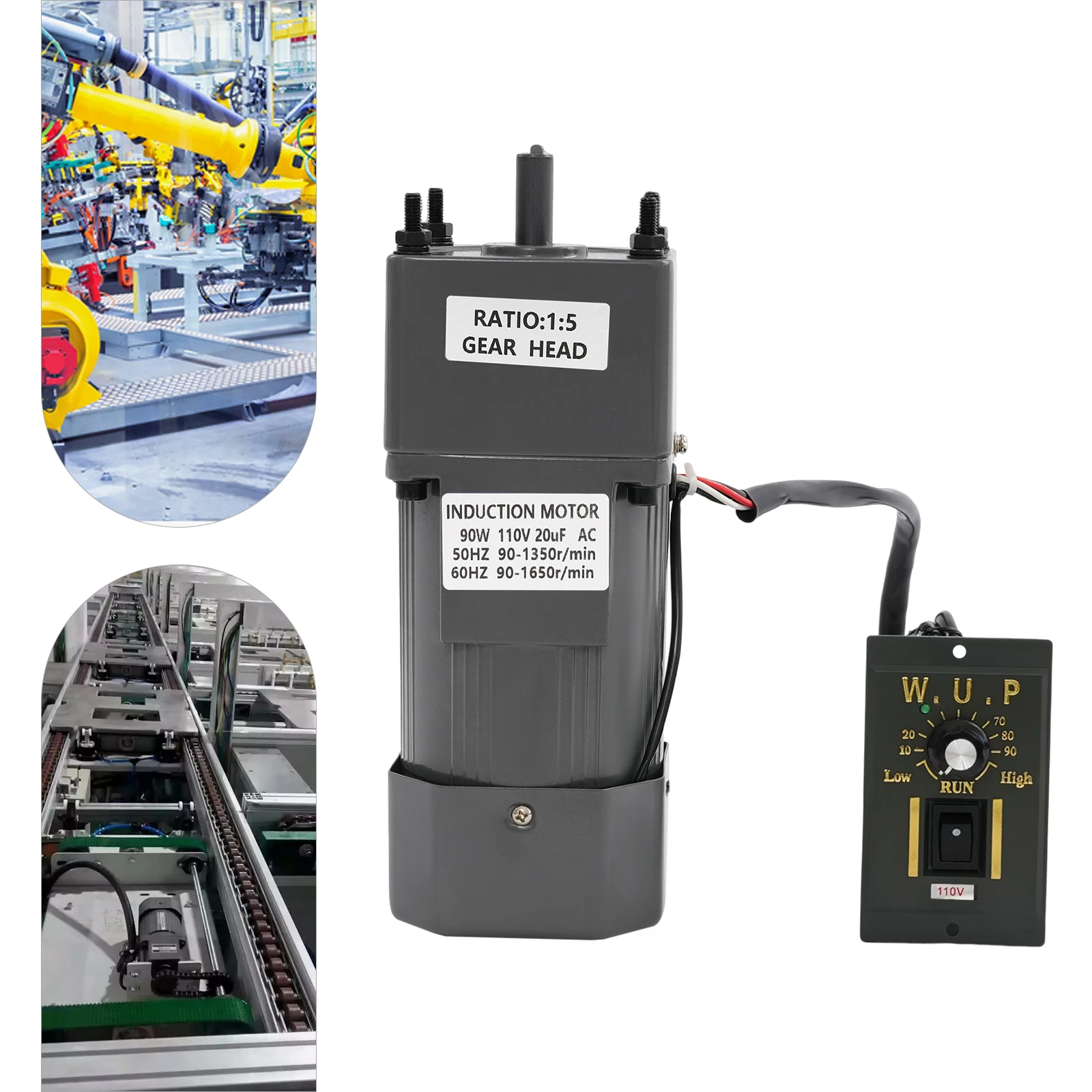 محرك مخفض التروس سهل التجميع وموفر للطاقة - سطح أملس للتنظيف بدون جهد، ومؤشر ضوئي وأسلاك ملونة #1