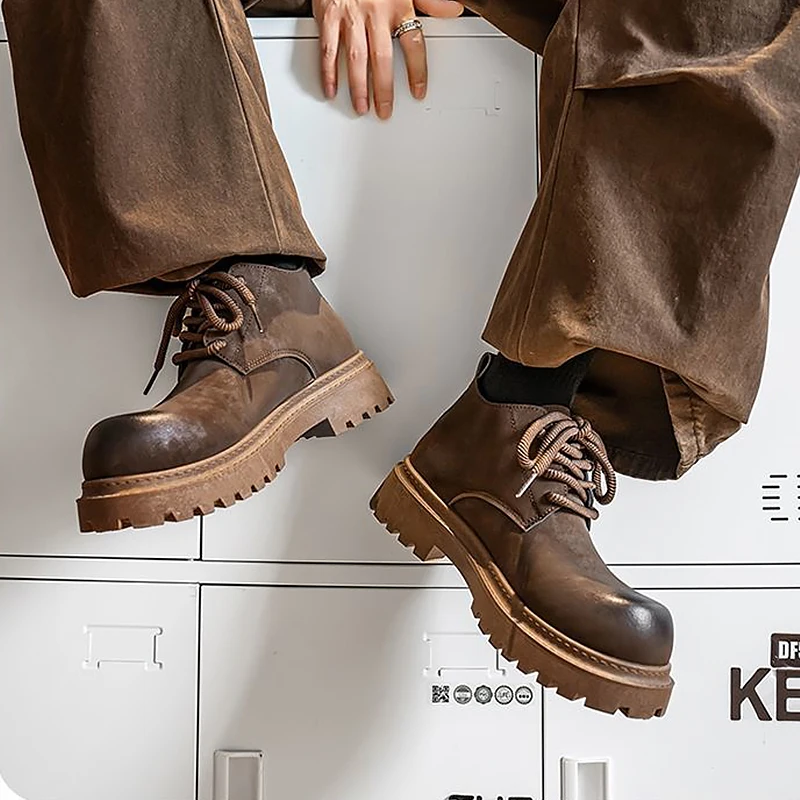 أحذية رجالية جلدية كاجوال خريف 2025 منصة جديدة على الطراز البريطاني زيادة الرأس الكبير أحذية ديربي العصرية ريترو بوتاس هومبر #6