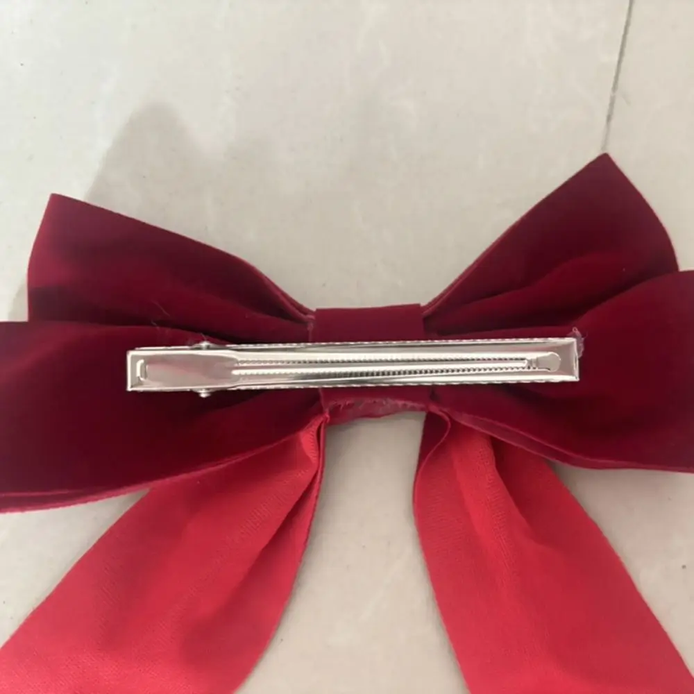 Wine Red Bowknot Hair Clips New Headwear Hair Accessories Large Bow Hairpin Velvet Headdress Bang Clip Girls