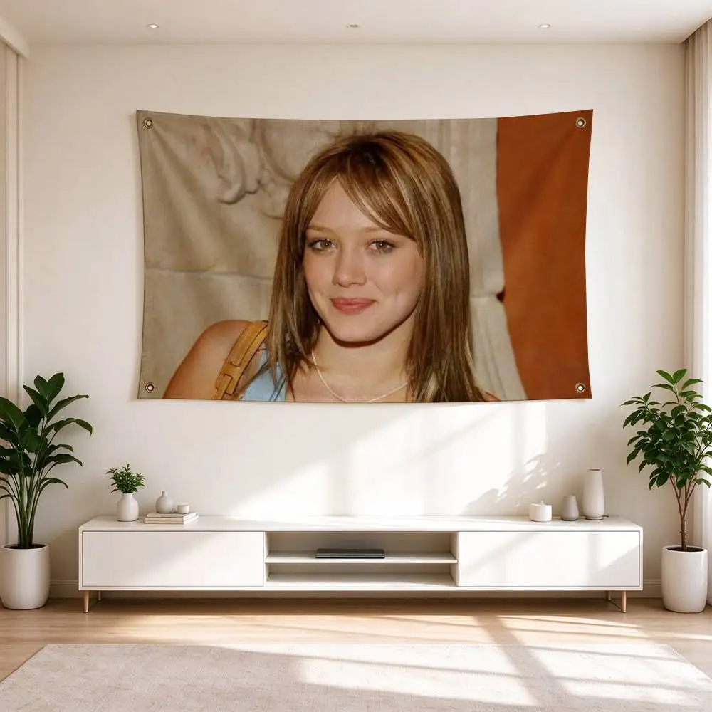 P-Pop Star Hilary Duff   Flags for Bedrooms Home Decor Items Outdoor Decors Garage Decoration Flaga