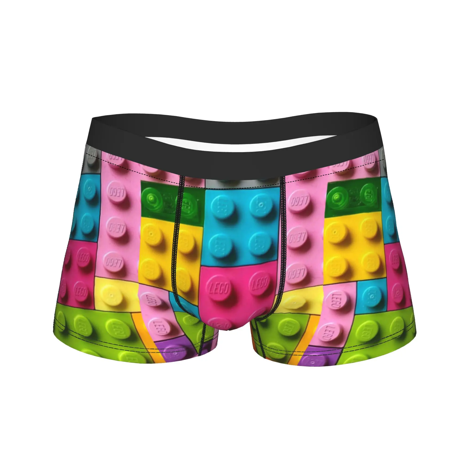 Colorful Building Brick Pattern Underwear Legos Texture Men's Boxer Brief Novelty Trunk Quality Custom DIY Plus Size Underpants