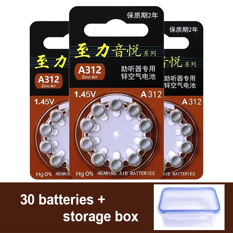 Hearing Aid Batteries 312 a312 p312 pr41 for ITC HSE Hearing aids Zinc Air Cell Button Battery 1.45v with Box