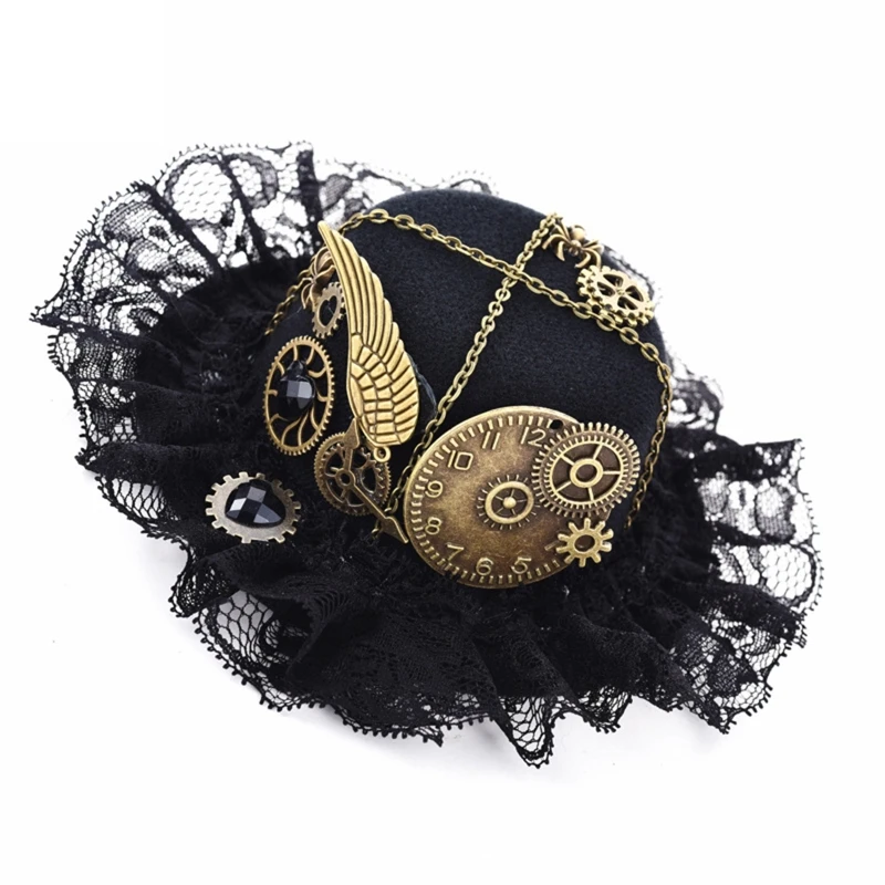 Retro Mini Top Hat with Gear Hat Bowler Hat Top Hat Fascinator Party for Women Female