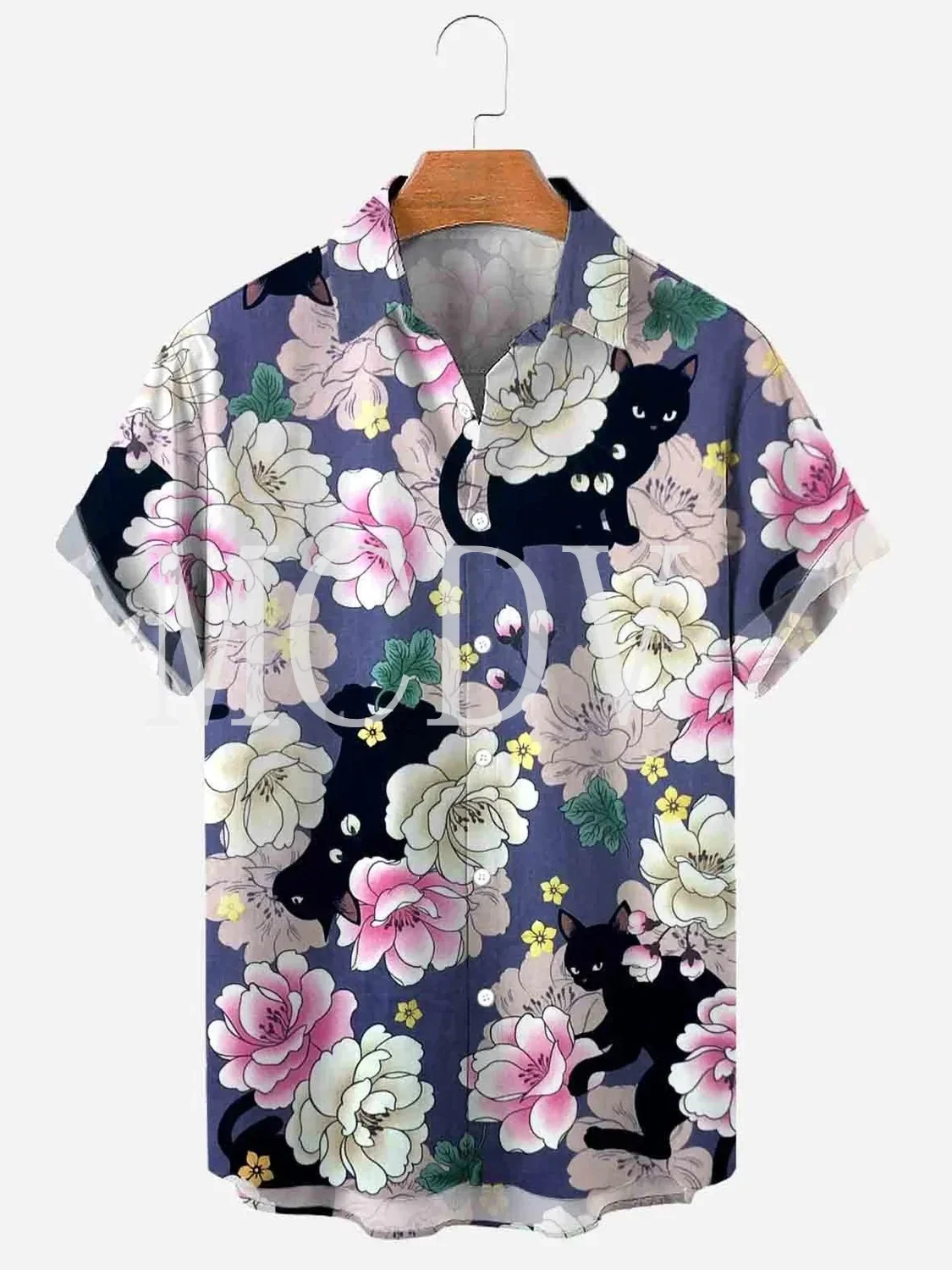 Men's For Women's Shirts Cat 3D Printed Casual Breathable Short Sleeve Hawaiian Shirt