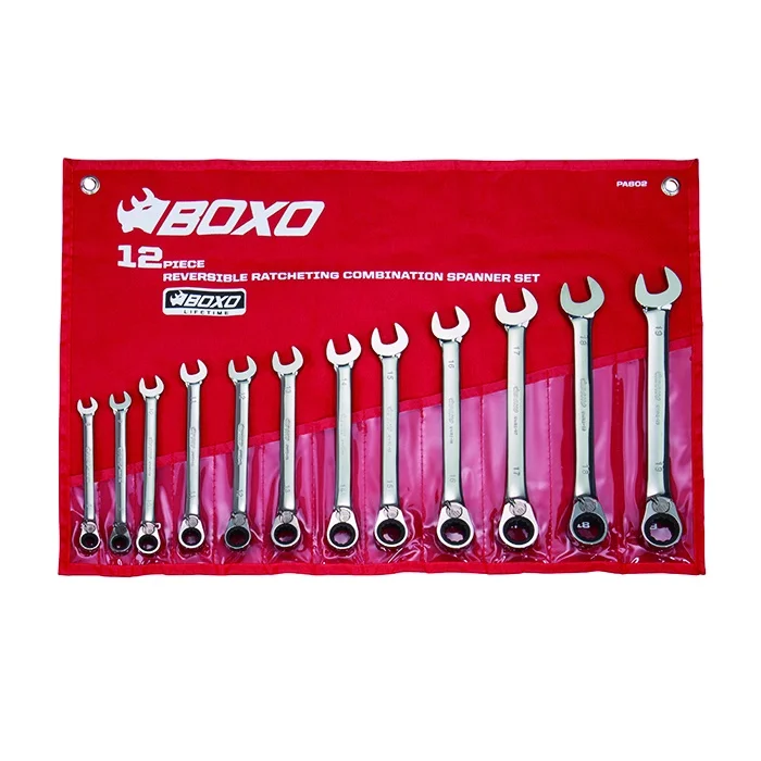 12 Pce Reversible Ratcheting Combination Spanner Set Hand Tools