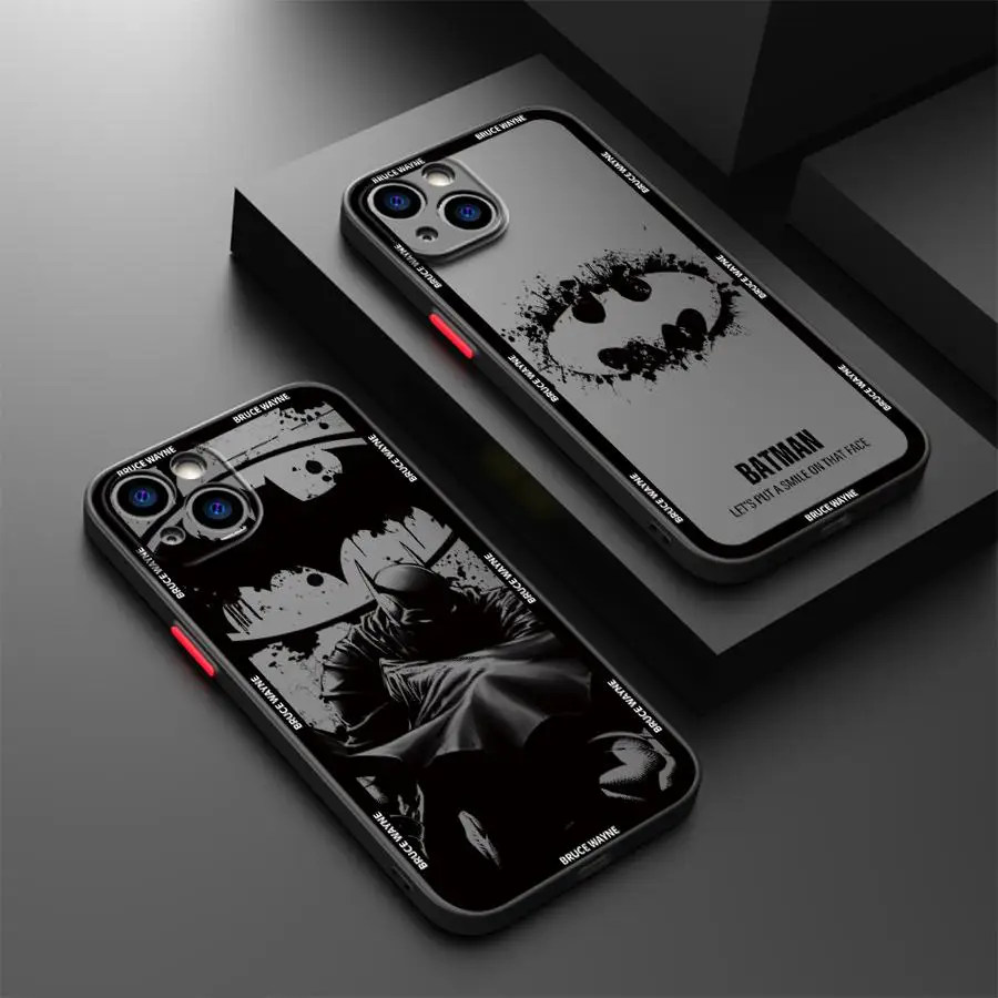 Cool B-Batmans Logo Phone Case for iPhone 15 16 Pro Max 14 Plus 12 13 11 Pro Max SE 7 8 14 Pro XR XS X Black Edge Matte Shell