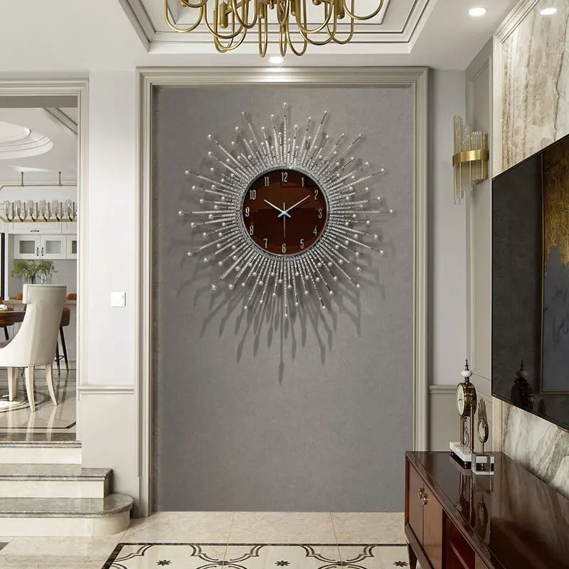 Jam dinding rumah tangga mewah ringan Eropa ruang tamu jam dekoratif mode modern jam kreatif hiasan dinding sederhana