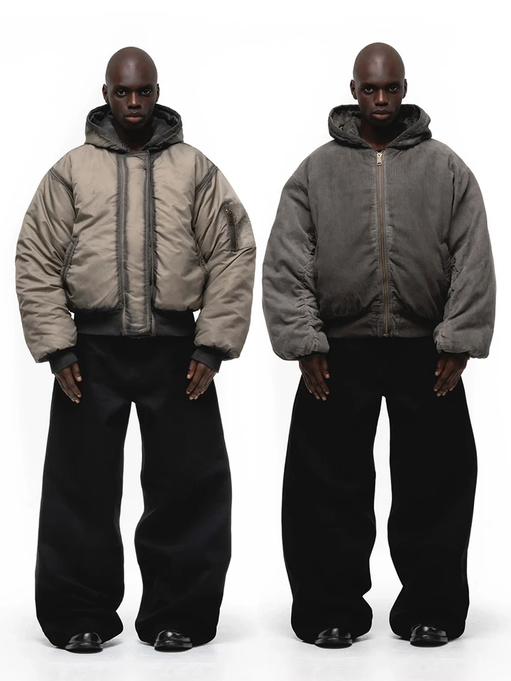 No Faith Studios Heavy Duty Washed Mud Dye Bomber Cotton Jacket