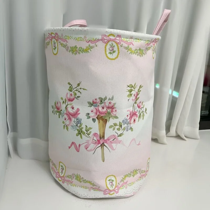 Large Size Fabric Foldable Storage Bag Clothing Storage Thickened Flower Printed Bag Outdoor Sundry Items Organize Storage Bag