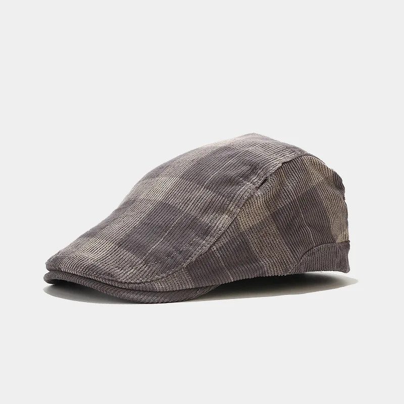 Adjustable Plaid Cotton Corduroy Newsboy Hat for Men And Women Gatsby Golf Cap Flat Ivy Cabbie Youth Teens Fashion Accessory
