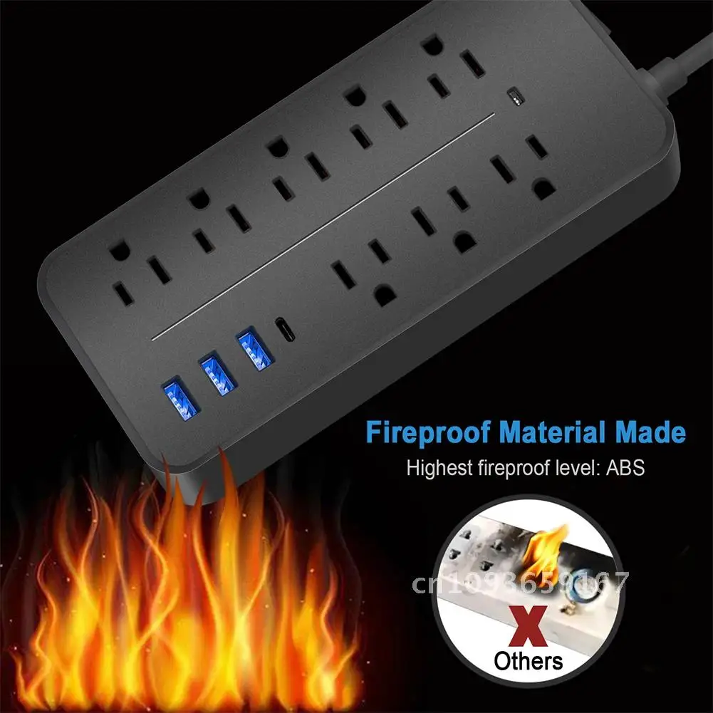 6/8 Surge Protection Plug Power AC Outlets Multi Plug Socket Tap Cable Power Extension Multi Outlet with Power Strip Smart 2000W