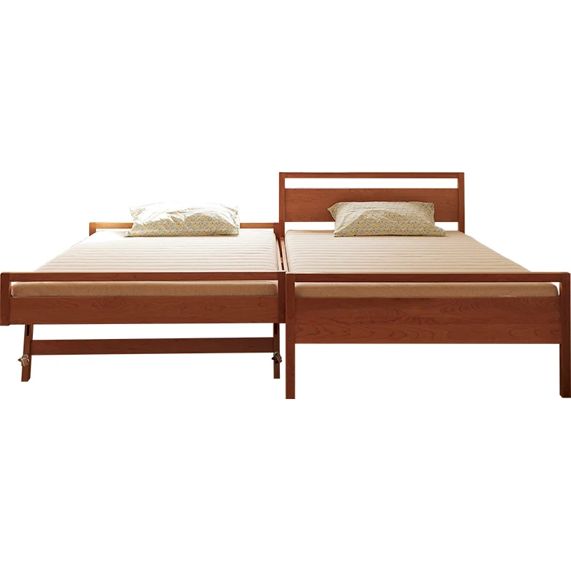 

Children's invisible pull-out bed Cherry wood double-layer combination widened splicing bed All solid wood Japanese folding drag