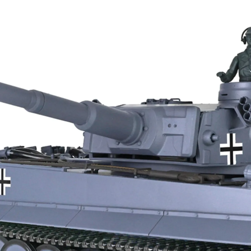 Heng Long 1/16 7.0 Plastikowy Czołg RC Tiger I 3818 z Stalową Skrzynią Biegów i Wyrzutnią z Efektem Odrzutu Panzer Zabawki dla Chłopców TH17237