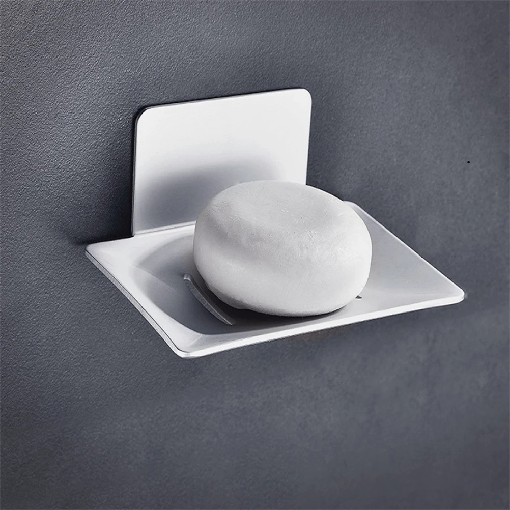 

Wall Mounted Soap Dish Holder Aluminum Bathroom Drying Rack for Tiles Glass No Drilling Needed Space Saving Organizer Gift