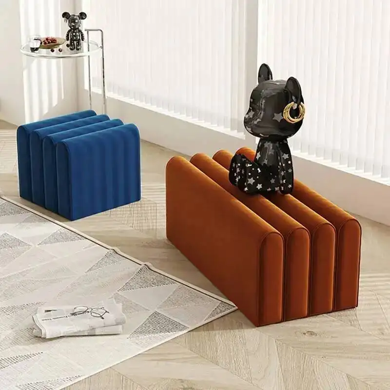 Velvet Modern Luxury Nordic Cute Foot Stool Hallway Foot Stool Iving Room Unique Pouf Salon Moderne Space Saving Furniture