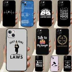 Law Student Lawyer Judge Case Cover For iPhone 16 15 14 12 Pro Max 11 13 Pro Max X XR XS MAX Plus 12 Mini Coque