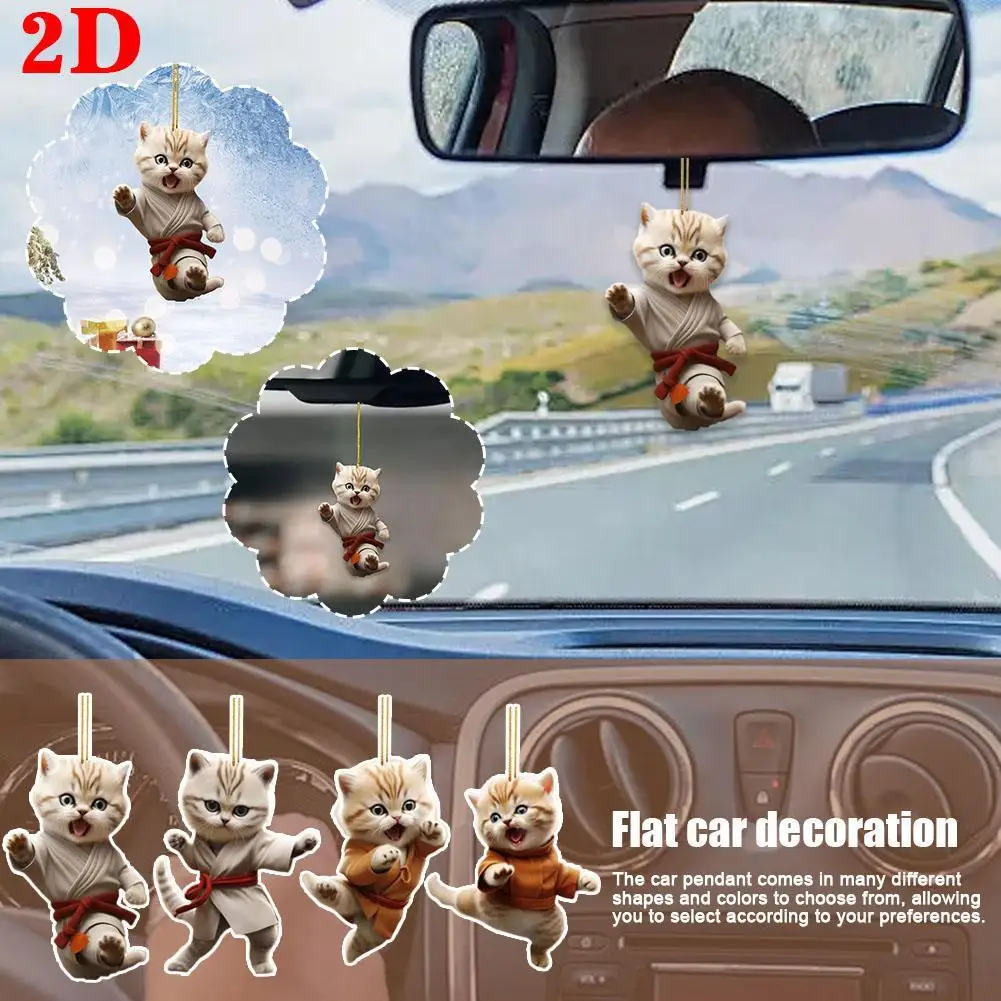 

Kung Fu Cat Auto Rearview Mirror Ornament Pendant Car Interior Accessories Backpack Keychain Pendant Home Decoration