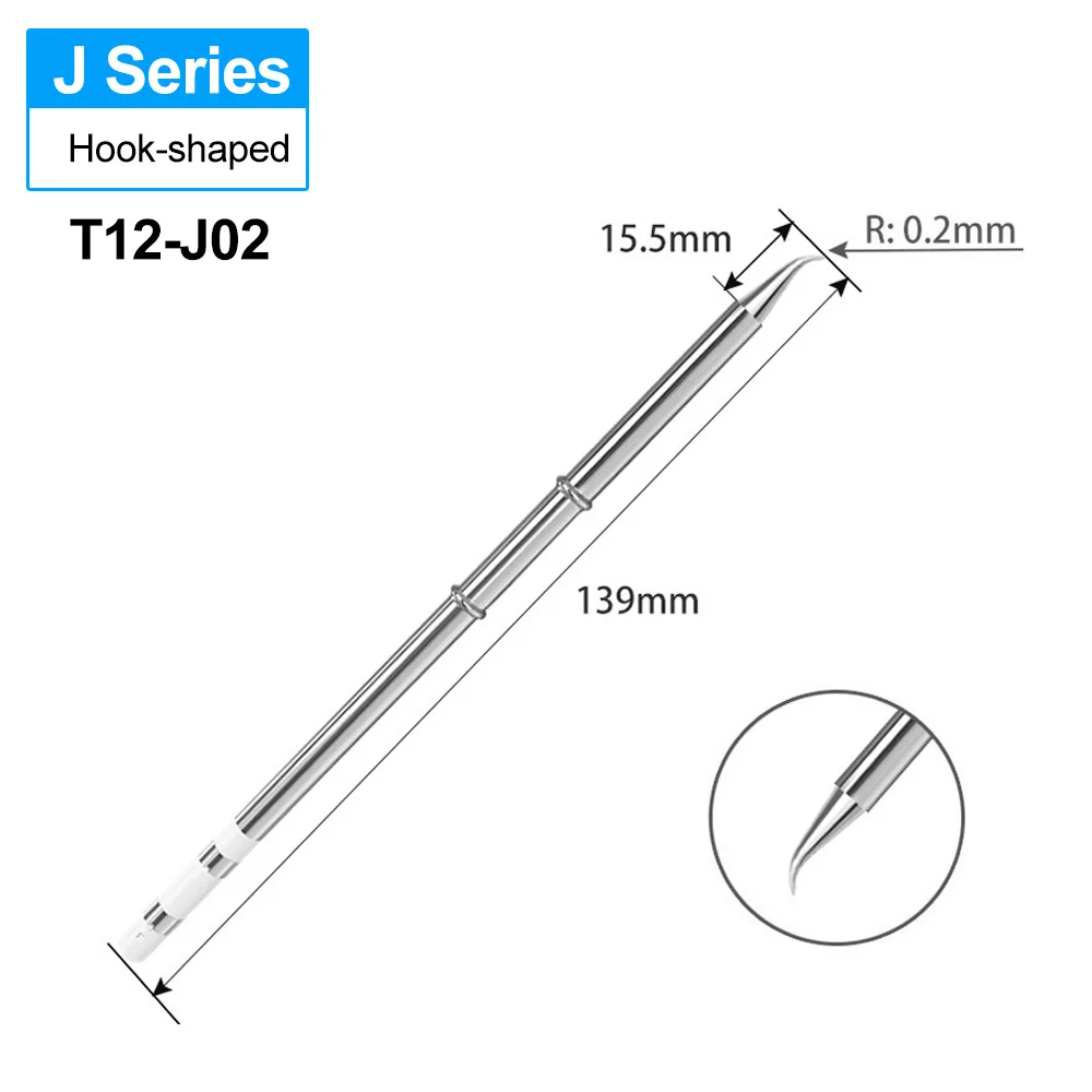 Punte per saldatore a forma di gancio ad ago T12 T12-I ILS J02 JL02 per stazione di saldatura fai da te Hakko FX951 FX950 FM203 STC T12OLED