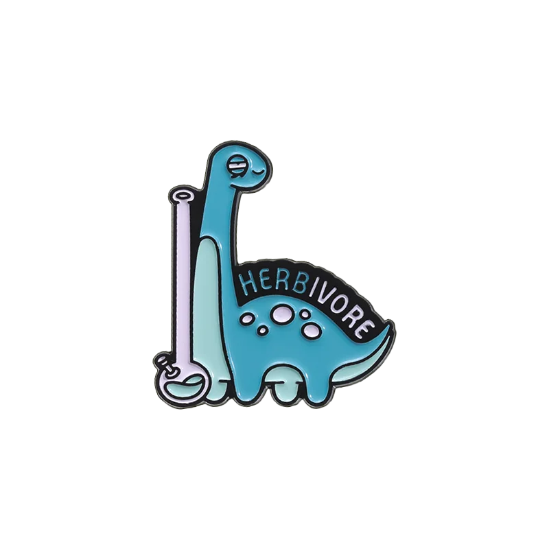 Herbivores Dinosaur Bong Enamel Pin Funny Psychedelic Veggie Animal Brooch