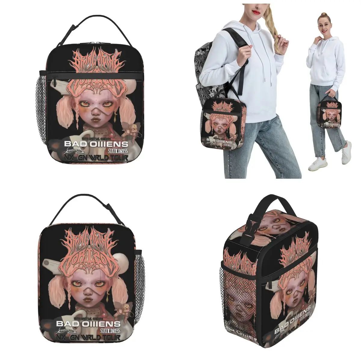 BMTH Rock Band Lunch Bags Isolados, Caixa Bento Térmica, Recipiente de Alimento Portátil, Refrigerador, Tour, POST HUMAN, NeX, 2018