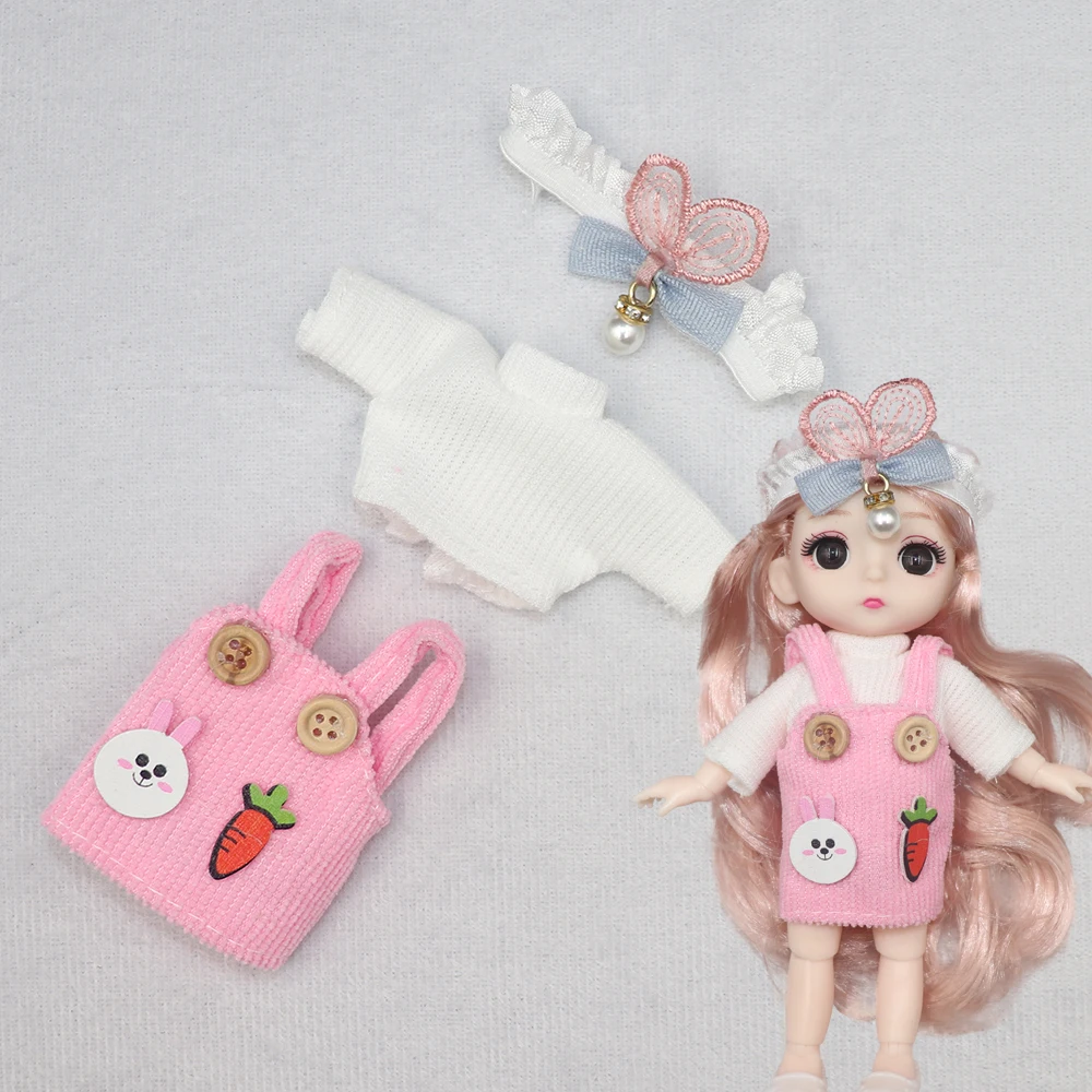 New Clothes For Dolls 16 cm 15cm Bjd Clothes Hat Short Sweater Skirt For Mini Doll 1/8 1/12 6inch Hoodie Dress Up Boys and Girls