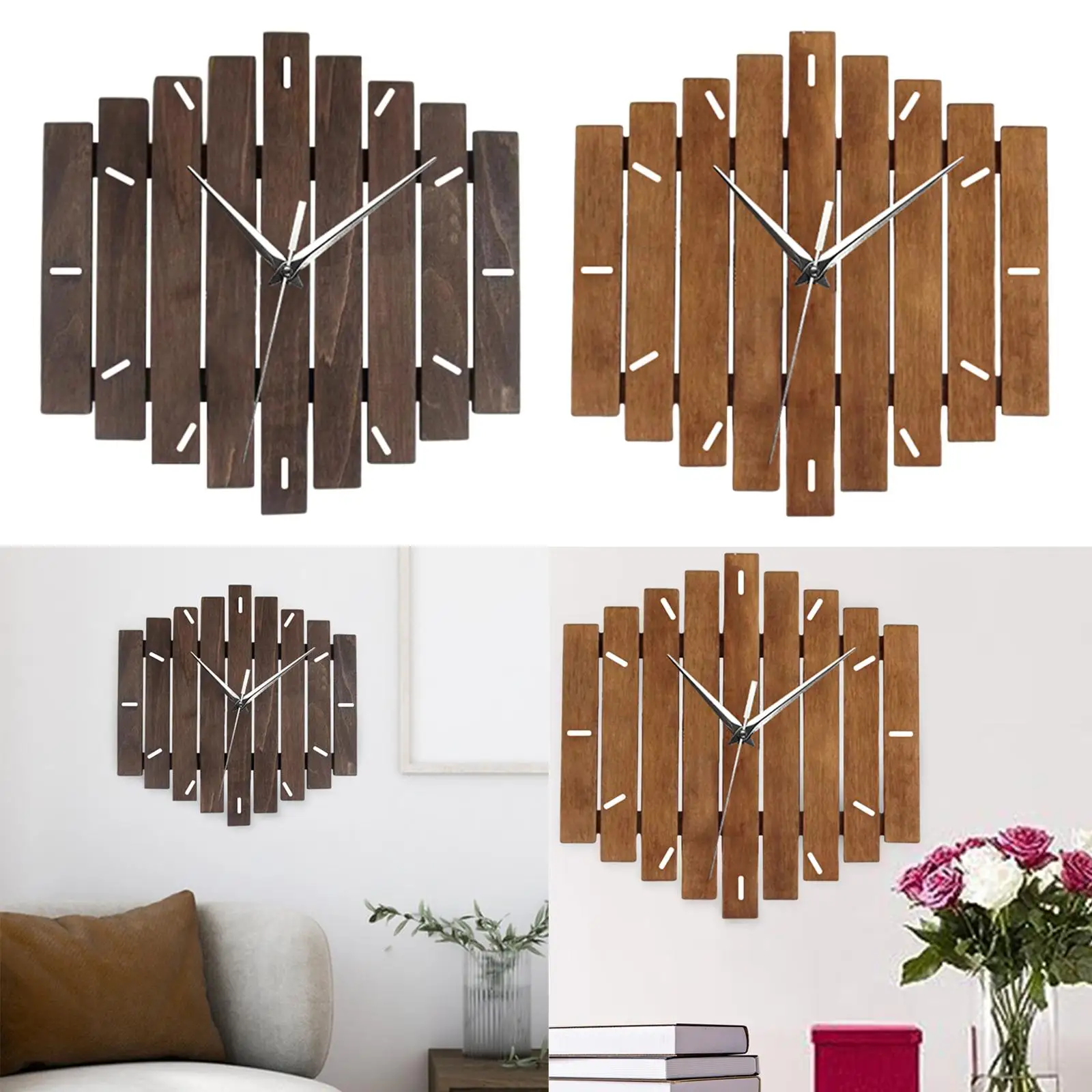 

Деревянные настенные часы для украшения дома, бесшумные 12-дюймовые декоративные часы для кухни и офиса