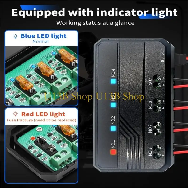U13B Universal 12V Automotive Block 4 Circuit 20A Blade Holder Relays لأسلاك سيارة الدراجات النارية الأسلاك