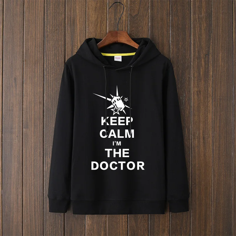 

Толстовка Doctor Who Keep Calm I'm the Doctor, персонализированная одежда, смесь хлопка и полиэстера, удобная, свободного кроя, повседневная толстовка