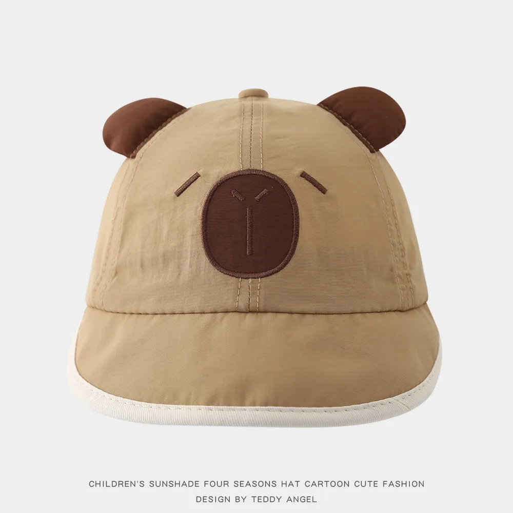 

Korean Spring Summer Baby Bucket Hat Soft Thin Cute Capybara Newborn Bonnet Short Brim Boys Girls Sunscreen Hat 1-3y