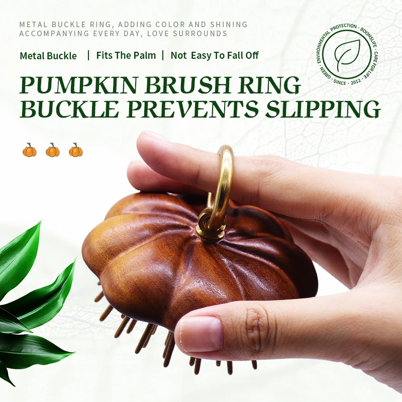 Pumpkin Design Head Scalp Massage Hair Comb Sandalwood Mini Hair Brush Women Portable Pocket Wide Tooth Comb For Hair Care